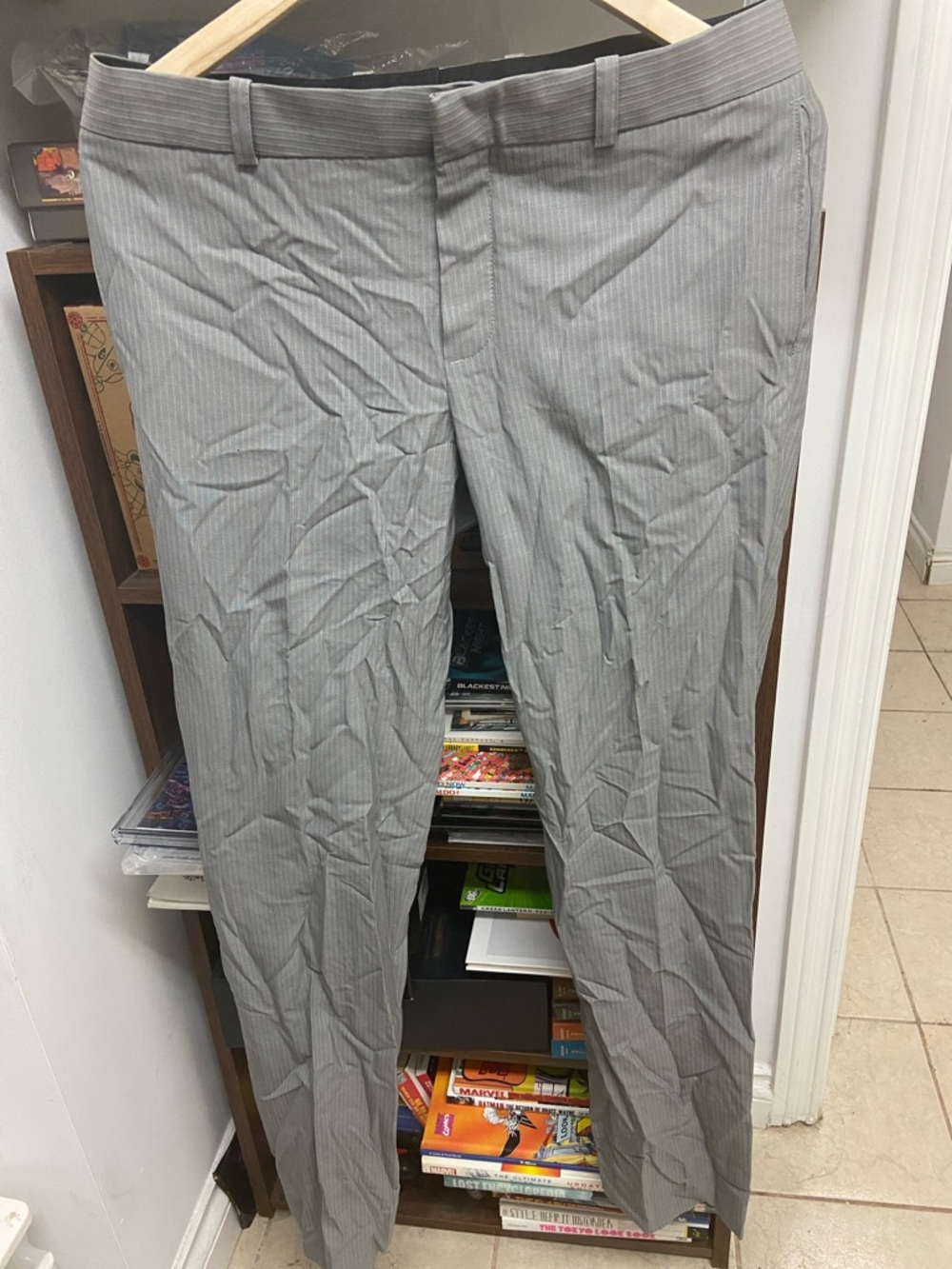 Gray Pinstripe Dress Pants